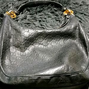 black leather gucci purse authentic